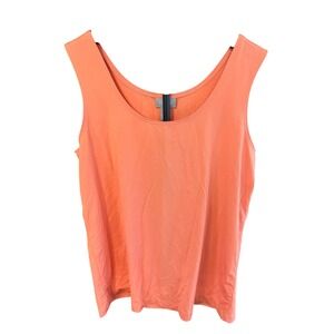 Chicos Womens Size 1 Medium Coral Orange Scoop Neck Tank Top Nylon Spandex Blend